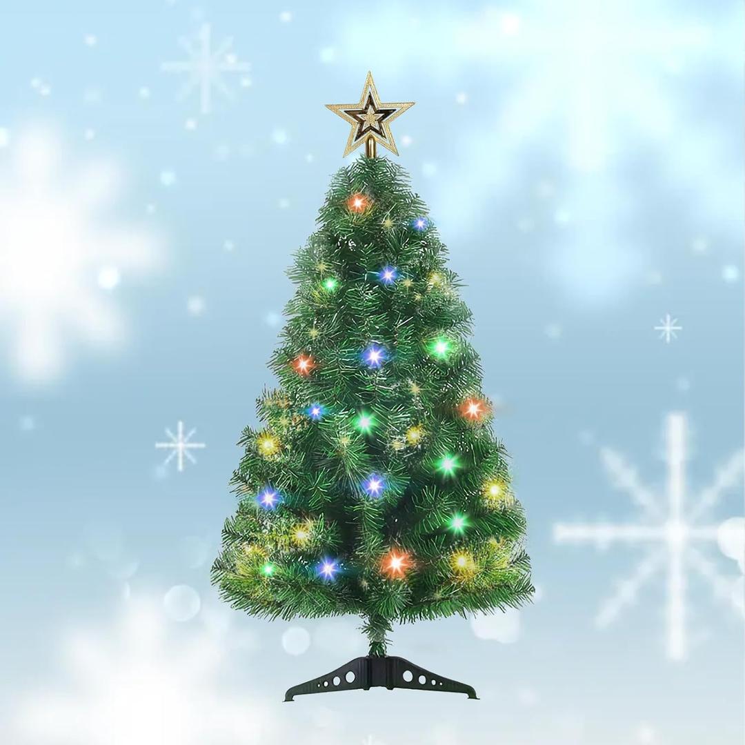 3 Ft Artificial Christmas Tree, Tabletop Xmas Tree for Holiday Decor 140 Branch Tips, Green