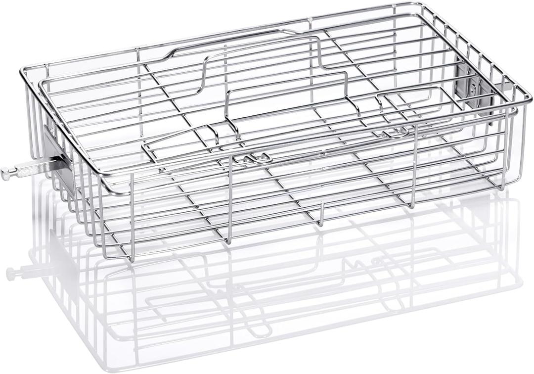 Flat Rotisserie Cage ONLY : Perfect for Fish, Steak, Chops, and More - Non-Electric Rotisserie Attachment for Ovens, BBQs, Grills, Smokers, and Spit Roasters (Compatible with ROTOQ360)