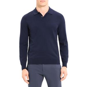 Theory Men's Goris Polo Long Sleeve in Light Bilen M