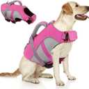 Queenmore Dog Life Vest for Swimming, Adjustable High Visibility Dog Life Jacket with Superior Buoyancy and Rescue Handle, Pink, XS