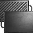 Leship Cast Iron Rectangular Reversible Griddle for Oven, Stove Tops, Grill and Others, 13''x 8.25'' Double-Sided Griddle