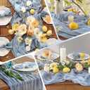 14 Pack Dusty Blue Cheesecloth Table Runner 17x108 Inch Semi Sheer Boho Gauze Cheese Cloth Fabric Table Runners, for Wedding Party Baby Shower Birthday Home Decor Garden Farmhouse
