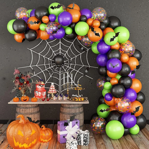 HOUSE OF PARTY Halloween Balloon Arch Kit 86Pcs - 5/10/12/18 Inch Halloween Balloon Garland Kit with 23" Cauldron Foil Balloon & Eye Ball Balloons For Halloween Party Decorations