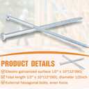 Tandefio 1/2" x 10" Lag Bolt 30 Pack Lag Screws Galvanized for Wood 1/2 Inch x 10 Inch Hex Head Long Lags Bolts Camping Trip to Hold Down Tent