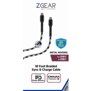 ZGEAR Metal Housing For USB C 10 Foot Braided Sync & Change Cable