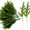 Alpurple 60 Packs Artificial Pine Needles Branches Garland- 6.7 x 2 Inch Green Plants Pine Needles, Fake Greenery Pines Picks for DIY Garland Wreath Christmas Embellishing & Home Garden