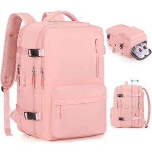 Bagsure Travel Backpack, 42L Carry on Luggage, Flight Approved Expandable Backpack, Laptop Backpack (Pink(Without 4 Packing Cubes))