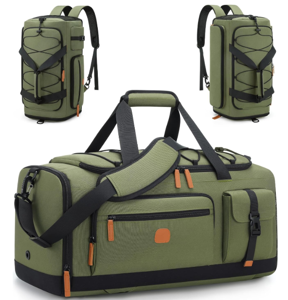Gym Bag for Men and Women with Shoe & Laptop Compartment, 3-in-1 Sports Travel Duffel Bag Anti-Theft Weekender Carry-On Backpack for Airplane & Workout, Overnight Travel Bag,35L (Green, Medium)