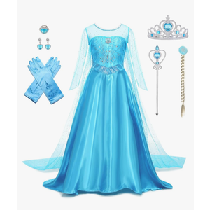 Princess Dress for Girls Luxury Princess Dress Up Halloween Cosplay Princess Costume Fancy Dress Birthday Outfit, Size 130