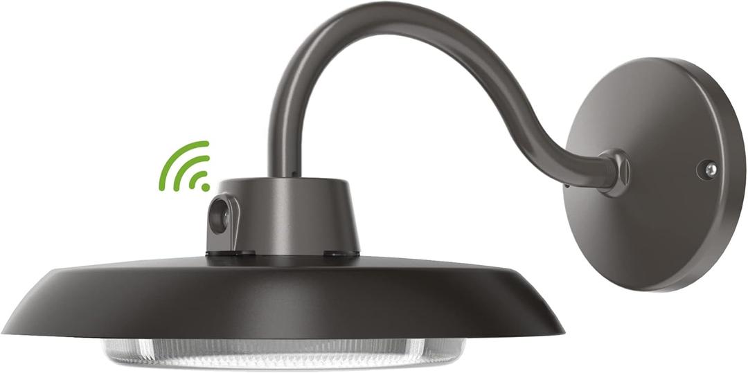 50W LED Gooseneck Barn Light 10 Inch Outdoor Farmhouse Wall Light with Dusk to Dawn Photocell Pole/Wall Mounted Area Light for Barn Garage Yard Warehouse 120VAC 4000K 5000LM UL Listed IP65 Dark Bronze