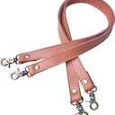 2 x Wento Camel Genuine Leather Purses Straps, Lobster Hook, 24'' x 0.78'', Real Leather Sewing Canvas Backing, Replacement Purse Straps, Handbag Bag Wallet Straps