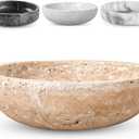 FNTSTICGOODS Travertine Decorative Bowl  7.8” Diameter & 2” Height  Key Bowl for Entryway Table  Travertine  Organic Modern Centerpiece  Beige/Natural