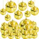 17 Pcs Gold Mirror Disco Ball Decor Hanging Disco Balls for Christmas Tree Ornament Music Party Stage Wedding Home Decoration