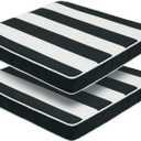 FUNHOME Outdoor Chair Cushions 18"x18"x2.5" Set of 2,Water Resistant Patio Chair Cushion with Zipper&Ties,18x18 Inch Replacement Square Seat Cushion for Garden Chairs(Black White)