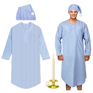 Toulite 4 Pcs Christmas Men's Pajama Set Nightshirt Sleeping Cap Candle Holder Candle Nightgown Gown Costume for Xmas Holiday(Medium)
