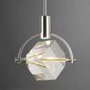 Modern Crystal Pendant Lighting, Brushed Nickel Kitchen Island Pendant Hanging Light Fixture, Cube Crystal Single Light Fixture Dimmable Chandelier for Dining Room, Vanity, Bathroom