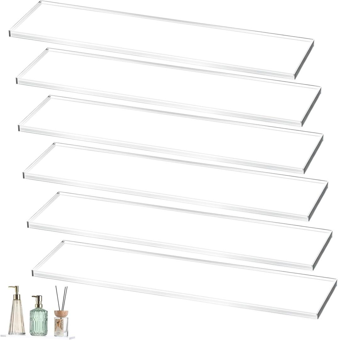 Leinuosen 6 Pcs Clear Medicine Shelves 13 Inch Acrylic Medicine Cabinet Replacement Shelves Suitable for Bathroom Living Room Kitchen Wall Mounted and Hanging Cabinet