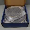 N9R 60PCS Black Plastic Plates with Gold Rim, Elegant Disposable Plates, Circular Ribbed Design, 30 Dinner & 30 Dessert Plate for Parties, Weddings, Halloween, Banquets and Events (Translucent Black)