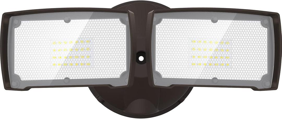 LEPOWER 3000LM Flood Lights Outdoor, 28W 5500K LED Security Light Switch Controlled, IP66 Waterproof Outdoor Lights, Wall Mount Exterior Flood Light with 2 Adjustable Heads Floodlights Outside (Brown)