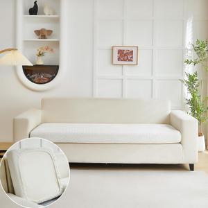 Couch Cushion Covers for Sofa Couch Covers Wear-Resistant Universal Sofa Cover Washable Stretch for Sectional Slipcovers (Texture-Cream White,Large Triple Seat Cover)