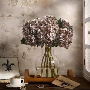 Coffee Brown 8 Pcs 18 Inch Hydrangea Artificial Flowers Faux Hydrangea Flowers with Stems Fake Bouquet Bulk Realistic Floral for Fall Thanksgiving Home Table Christmas Indoor Decoration