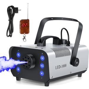 1000W Fog Machine with DMX Function, Wireless Remote Control Smoke & Haze Machine with 6 LED RGB Light for Atmosphere, Theatrical, Halloween, Party, Stage Effects, and Wedding (L)