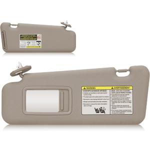 Sun Visor with Light for 2008-2013 Toyota Highlander, Left Driver Side Beige Sunvisor Replacement 74320-48500-B0