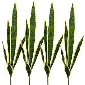 Beebel 4 Pcs Artificial Plants 30" Sansevieria Snake Plant Plastic Greenery Perfect Faux Agave Plant for Home Office Indoor and Outdoor Dcor (Yellow)