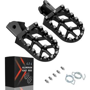 JFG RACING Dirt Bike Foot Pegs with Springs, 7075 Aluminum CNC Footpegs Pedals Rests for Surron Light Bee X and S/ E Ride Pro SS/ CRF150F CRF230F 03-19/ X160/ X260-Black