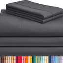 LuxClub 7 PC Split King Sheet Set Sheets Deep Pockets 18" Eco Friendly Wrinkle Free Cooling Sheets Machine Washable Hotel Bedding Silky Soft - Dark Grey Split King