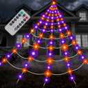 Joliyoou Halloween Decorations Outdoor, 200 LED Giant Spider Web Lights, 19.7ft x 16.4ft Spiderweb with Orange and Purple Lights, 8 Modes Remote Controlled Cobweb for Spooky Party Decor