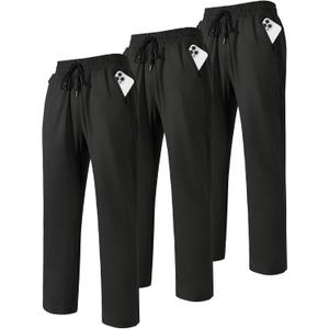 3,4 Pack Men's Sweatpants with Zipper Pockets Lightweight Joggers for Men Athletic Pants Workout Running Gym (Black, S)