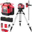 VEVOR Rotary Laser Level Kit, 1650ft 360-Degree Self Leveling Red Horizontal Laser Transit,with Heavy-duty Tripod, Receiver, Remote Control, Toolcase, IP54 Waterproof, 0.06 in/100 ft for Construction