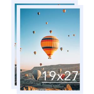 JCJMY 19x27 Picture Frame Set of 2 White for Poster Photo Picture, Horizontal and Vertical Formats for Wall Hanging, 19 x 27 Wall Poster Photo Frame for 19 by 27 Photos, 2 Pack, White