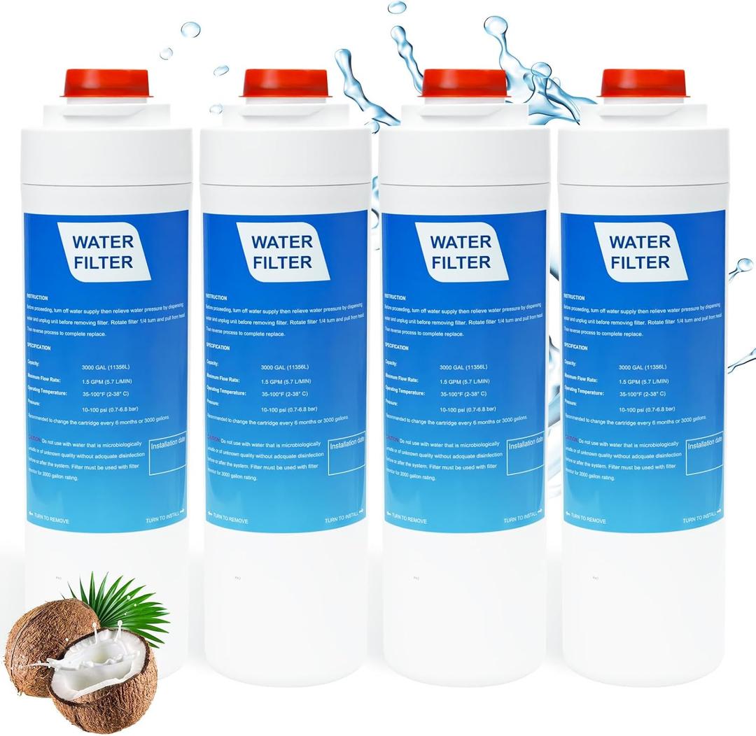 51300c Replacement Filter For Elkay, 51300c Water Filters Replacement For Elkay And Halsey Taylor Bottle Filling Stations, ezH2O Liv Filter, Pairs With Ewf3000, 3000 Gallons (4 Packs-No Chip)