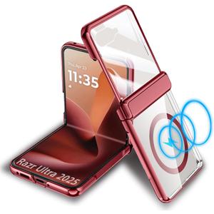 for Motorola Razr Ultra 2025 Magnetic Case Compatible with Mag-Safe & Hinges Protection & Built-in Front Screen Protector & Plated Frame Clear Thin Cover(Red, Razr Ultra 2025) for Motorola Razr Ultra 2025 Magnetic Case Compatible with Mag-Safe & Hinges Protection & Built-in Front Screen Protector & Plated Frame Clear Thin Cover(Red, Razr Ultra 2025)