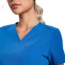 Scrubs for Women Set V-Neck Top & Straight Leg Pants 12 Pockets for Nurses & Healthcare Workers (Blue, M)