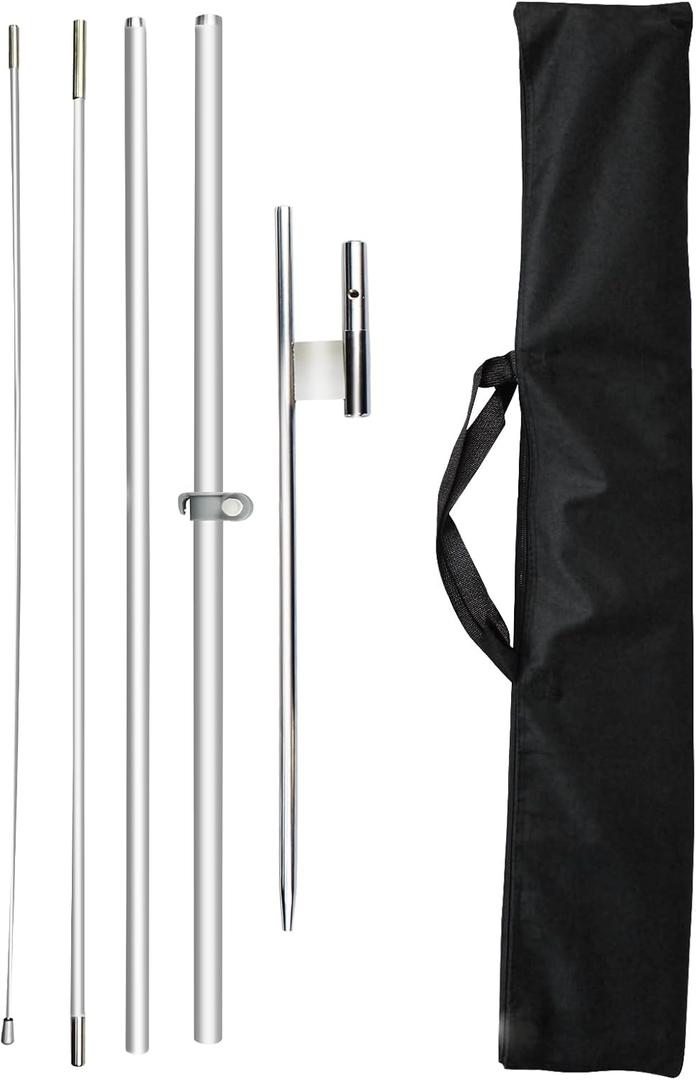 Feather Flag Pole Kit Fits 8FT Swooper Flags, 11FT Tall Aluminum Flagpole Set with Heavy Duty Ground Spike for Business Advertising Flags Custom Feather Flag