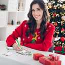 Eaasty 108 Pcs Christmas Sticky Notes Christmas Party Favors Stationery Gift Set Cute Cartoon Xmas Sticky Notes with Pens Ribbon for Home Office Classroom Party Supplies (Green, Red)