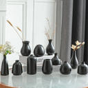 Black Bud Vases, Small Ceramic Vase Set of 11, Mini Pottery Vases for Flowers, Decorative Pieces for Home Modern Decor, Boho Decor, Chic Accents for Living Room Dining Table Shelves