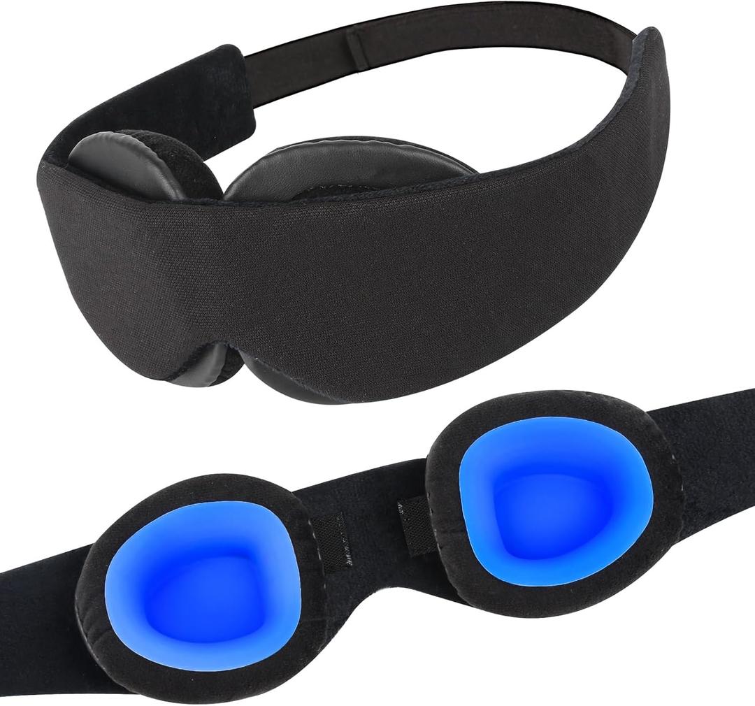 2026 Upgraded Sleep Mask for Dry Eyes  100% Blackout Adjustable Eye Mask & Moisture Goggles  Soft & Comfortable Reusable Sleeping Mask for Men & Women  Ideal for Travel  Black