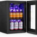 Antarctic Star 18L Beverage Refrigerator Cooler 24Can, Mini Fridge with Quiet Compressor, LED Light,Freestanding Small Fridge with Electronic Temperature Control for Home and Bar (40-61) (0.6Cu.Ft, Black)