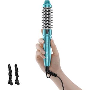 Terviiix Thermal Brush, MINI 1 Inch Hot Brush, Ionic Heated Round Brush, Tourmaline Ceramic Ionic Curling Iron for Short Hair, Adjustable Temperature, Dual Voltage