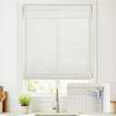 UNISHADES No Drill Cordless Bamboo Roman Shades, Light Filtering Woven Natural Bamboo Window Covering, Easy Install Roman Style Shade, for Window Size 36" W 64" H - Off White