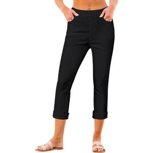 GRAPENT Pull On Jeans for Women High Waisted Skinny Capri Pants Trendy Stretch Denim Cropped Jeans Crop Jeggings Capris (Large, Always Black)