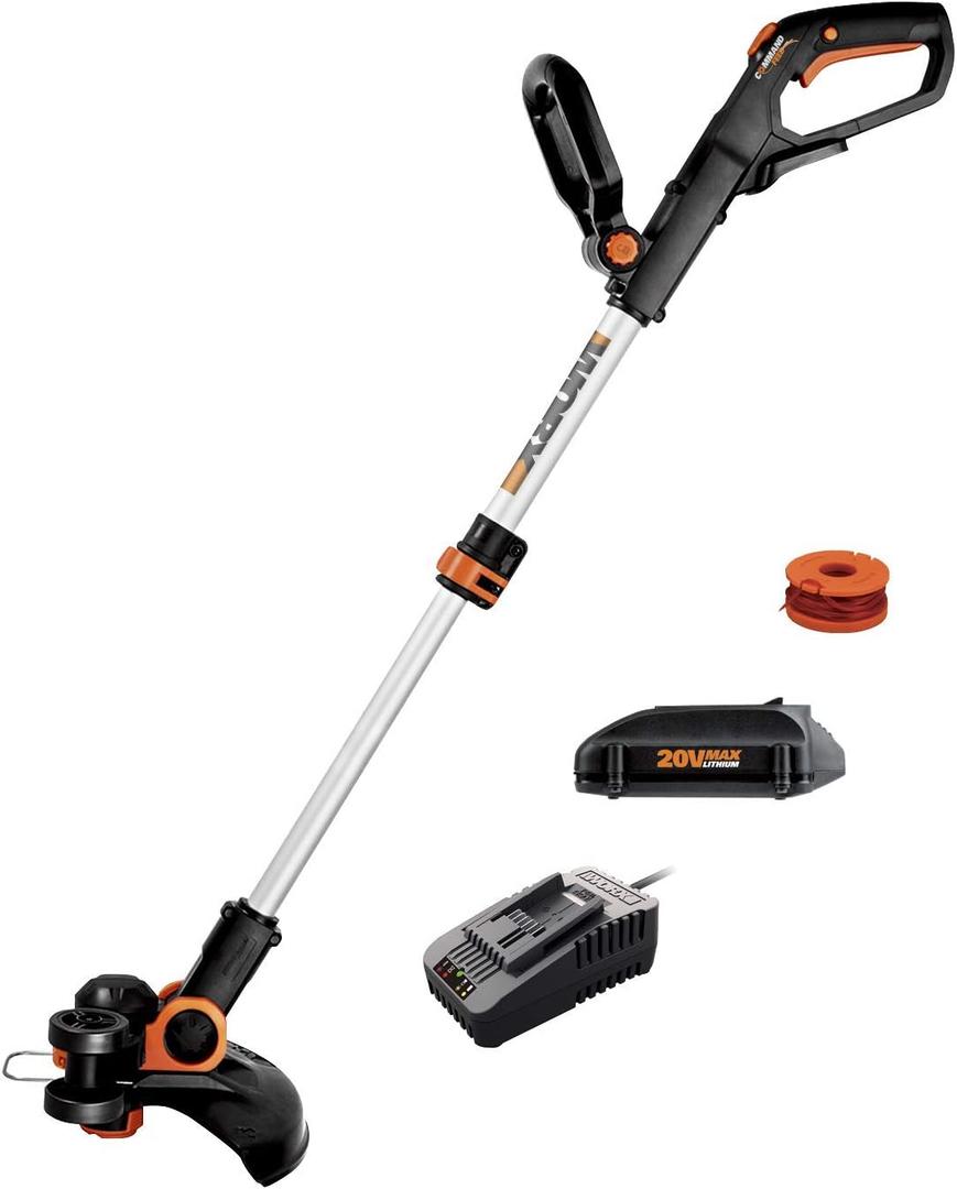 WORX Cordless String Trimmer & Lawn Edger, 12'' Electric Weed Wacker with Command Feed, 20V Weed Eater with 5.5 LBS, Battery & Charger Included, WG163.8