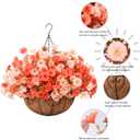 Artificial Fall Flowers Fake Hanging Plants Flowers Basket for Outdoors Autumn Decoration, Silk Morning Glory with Eucalyptus Look Real UV Resistant Faux Flowers for Outside Porch Patio Balcony, Mix (2 Multi Color(6 Orange, 6 Light Orange))
