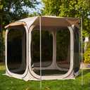 East Oak 1010 FT Pop Up Canopy Tent with Mesh Walls | Outdoor Screen House with 6 Sunshades | Waterproof Gazebo with Carry Bag | Portable Shelter for Camping, Patio, and Beach | Beige