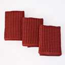 PSKL Organic Waffle Kitchen Towel 100% Turkish Cotton Set of 3 Red Brick - Premium Quality, Soft, Quick-Dry, Absorbent, Lint-Free Hand Towels 32X16 Inches (3, Brick)