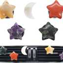 Boho Car Decor,Stars Moon Air Vent Clips,Refillable Car Fresheners,5pcs Natural Crystal Stone Hippie Dashboard Decorations Accessories,Best Wishes for Lover and Friend